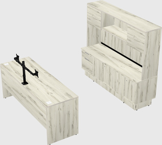 Parallel desk with low credenza