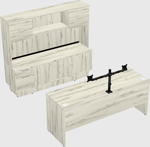 Parallel desk with low credenza