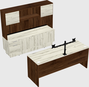 Parallel desk with low credenza
