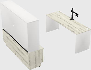 Parallel desk with low credenza