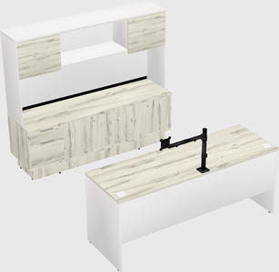 Parallel desk with low credenza