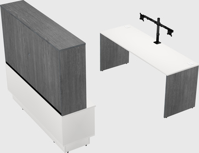 Parallel desk with low credenza