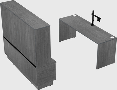 Parallel desk with low credenza