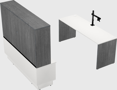Parallel desk with low credenza