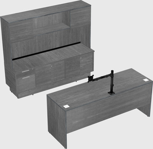 Parallel desk with low credenza