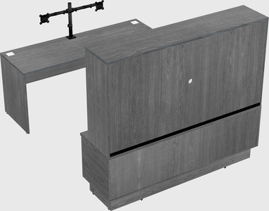 Parallel desk with low credenza