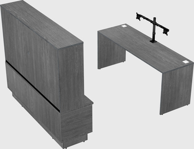 Parallel desk with low credenza