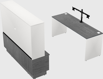 Parallel desk with low credenza
