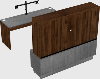 Parallel desk with low credenza