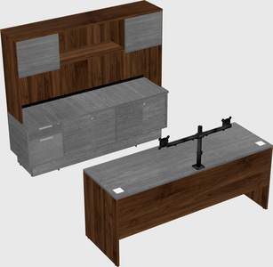 Parallel desk with low credenza