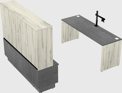 Parallel desk with low credenza