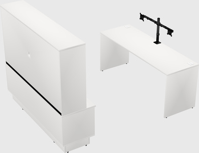 Parallel desk with low credenza