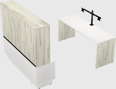Parallel desk with low credenza