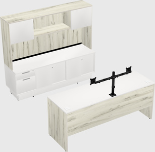 Parallel desk with low credenza