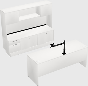 Parallel desk with low credenza