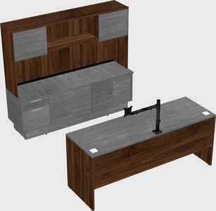 Parallel desk with low credenza