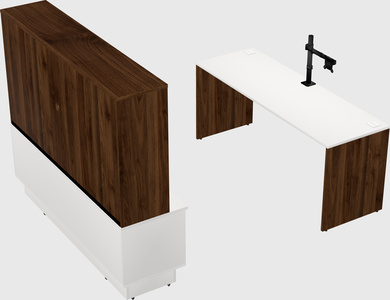 Parallel desk with low credenza