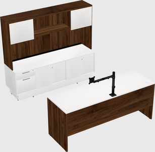 Parallel desk with low credenza