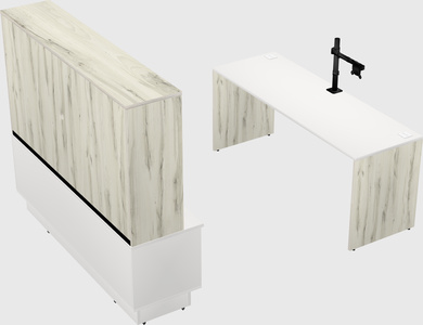 Parallel desk with low credenza