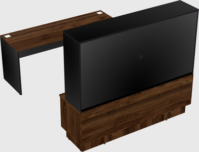 Parallel desk with low credenza