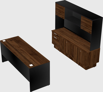 Parallel desk with low credenza