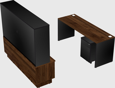 Parallel desk with low credenza