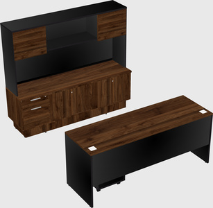 Parallel desk with low credenza