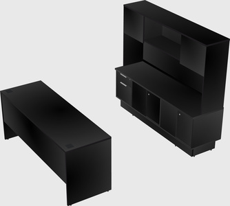Parallel desk with low credenza