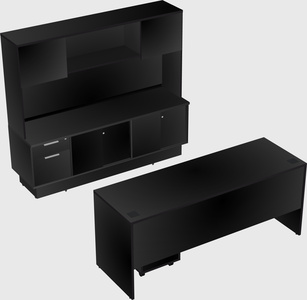 Parallel desk with low credenza