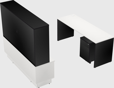 Parallel desk with low credenza