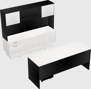 Parallel desk with low credenza
