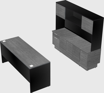 Parallel desk with low credenza