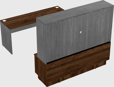 Parallel desk with low credenza