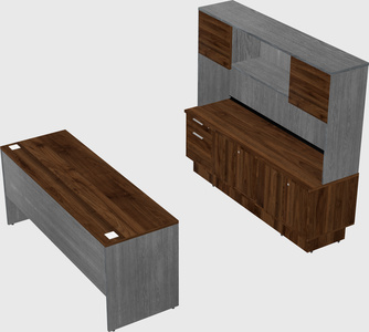 Parallel desk with low credenza