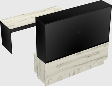 Parallel desk with low credenza