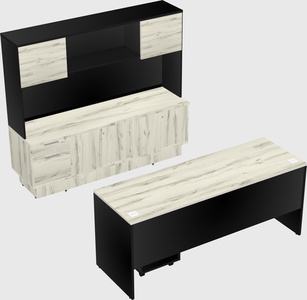 Parallel desk with low credenza