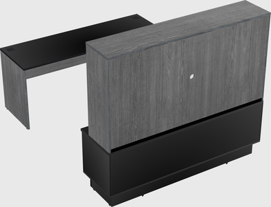 Parallel desk with low credenza