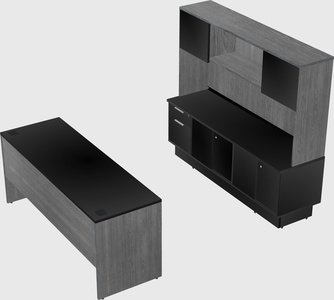 Parallel desk with low credenza