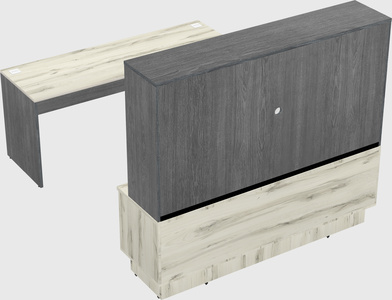 Parallel desk with low credenza