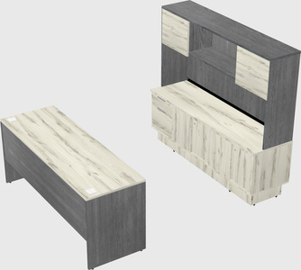 Parallel desk with low credenza