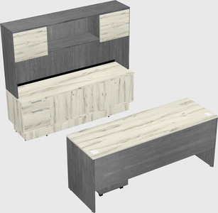 Parallel desk with low credenza