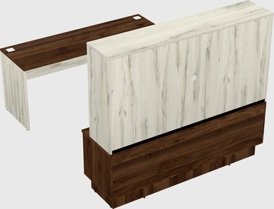 Parallel desk with low credenza