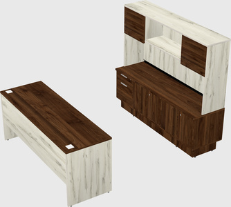 Parallel desk with low credenza