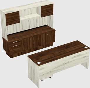 Parallel desk with low credenza