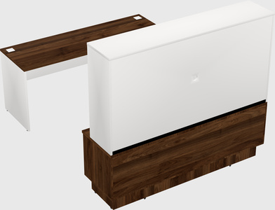 Parallel desk with low credenza
