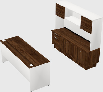 Parallel desk with low credenza
