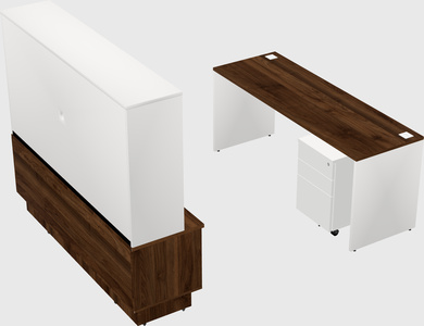 Parallel desk with low credenza
