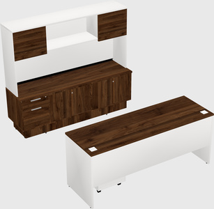 Parallel desk with low credenza