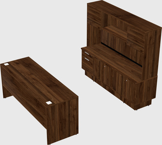 Parallel desk with low credenza
