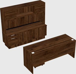 Parallel desk with low credenza